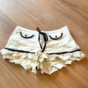 Sass & Bide cream & black frilly short shorts